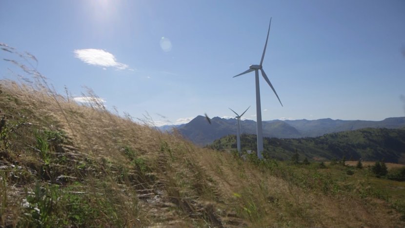 Kodiak generates about 20 percent of its electricity from wind. The Kodiak Electric Association has installed six turbines on Pillar Mountain since 2009. (Photo by Eric Keto/Alaska's Energy Desk)
