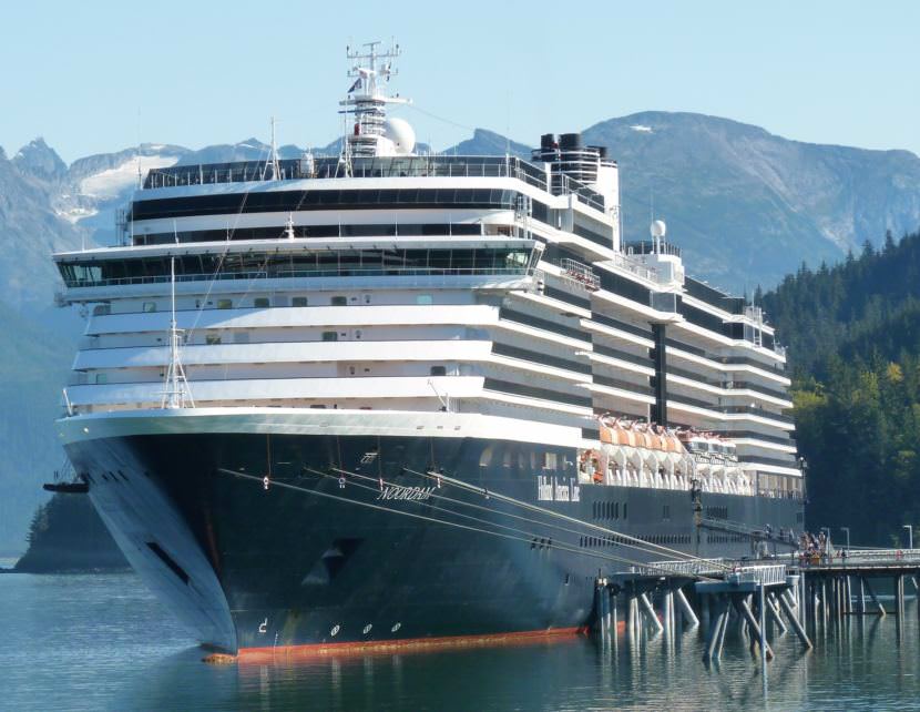 The cruise ship Noordam brought close to 2,000 passengers to Haines on Sept. 20, 2017. It and other ships carried more than 1 million passengers this summer, helping increase the region's tourism economy. (Ed Schoenfeld/CoastAlaska News)