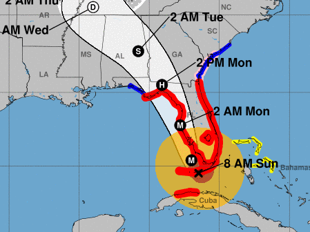 Hurricane Irma's forecast path. (Graphic courtesy National Hurricane Center)