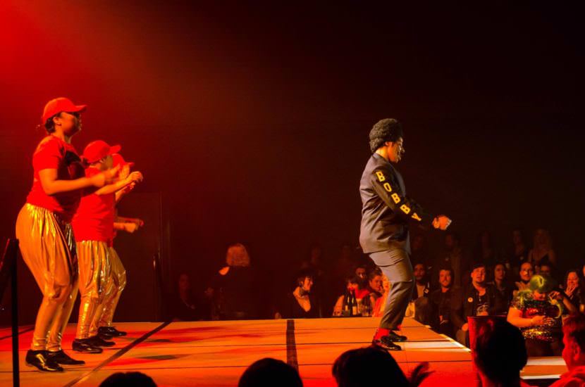 Tahir McInnis performs as Tyquan to Bobby Brown's "Every Little Step" at the drag show Glitz at Centennial Hall on Jun. 17, 2017. (Photo by Miranda McHenry/Courtesy of the artist)