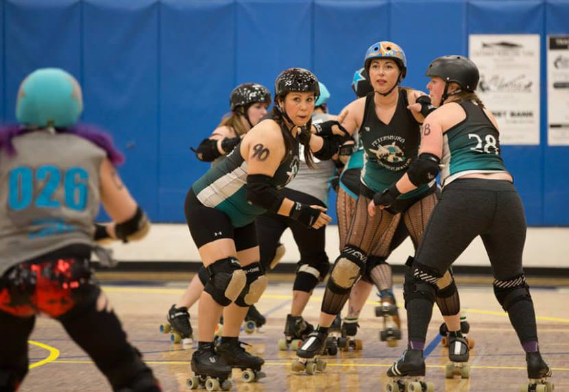 Victoria Moore, aka Deckem, number 90 skates with the Petersburg Ragnarök Rollers in the Petersburg High School gym in May 2017.