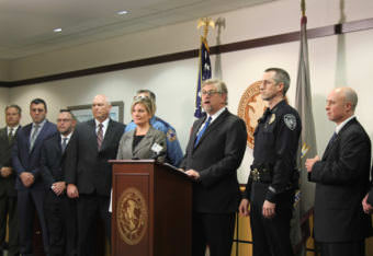 Acting U.S. Attorney Bryan Schroder holds a press conference with other law enforcement officials on Wednesday, Oct. 18, 2017, in Anchorage. They were announcing the roll out of a new anti-violent crime strategy.