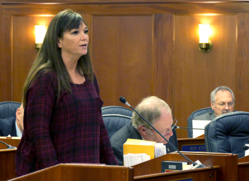 Rep. Charisse Millet, R-Anchorage, speaks about crime legislation, Oct. 23, 2017. She said the Legislature should take time to consider what changes should be made. (Photo by Skip Gray/360 North)