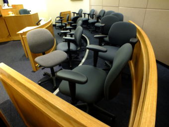 View of the jury box on Oct. 5, 2017 in the Christopher Strawn trial. (Photo by Matt Miller/KTOO)