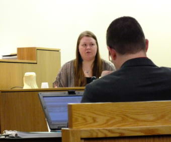 Tiffany Johnson testifies in the Christopher Strawn homicide trial on Oct. 9, 2017. (Photo by Matt Miller/KTOO)