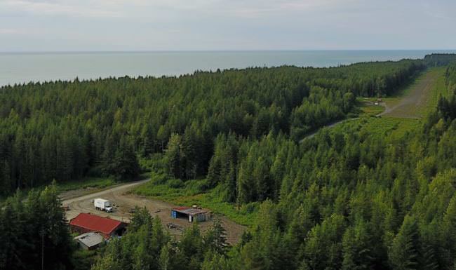 An old airstrip and work camp are being used in the effort to develop mineral deposits at Icy Cape. The Alaska Mental Health Trust Land Office owns the land and mineral rights and is overseeing exploration. (Photo courtesy The Alaska Mental Health Trust Land Office)