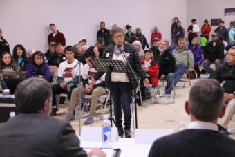 Anuska Wysoki from Koliganek told EPA its withdrawal of proposed Clean Water Act restrictions "is a threat to me and my people and our very existence as a people of this land." (Photo by KDLG)