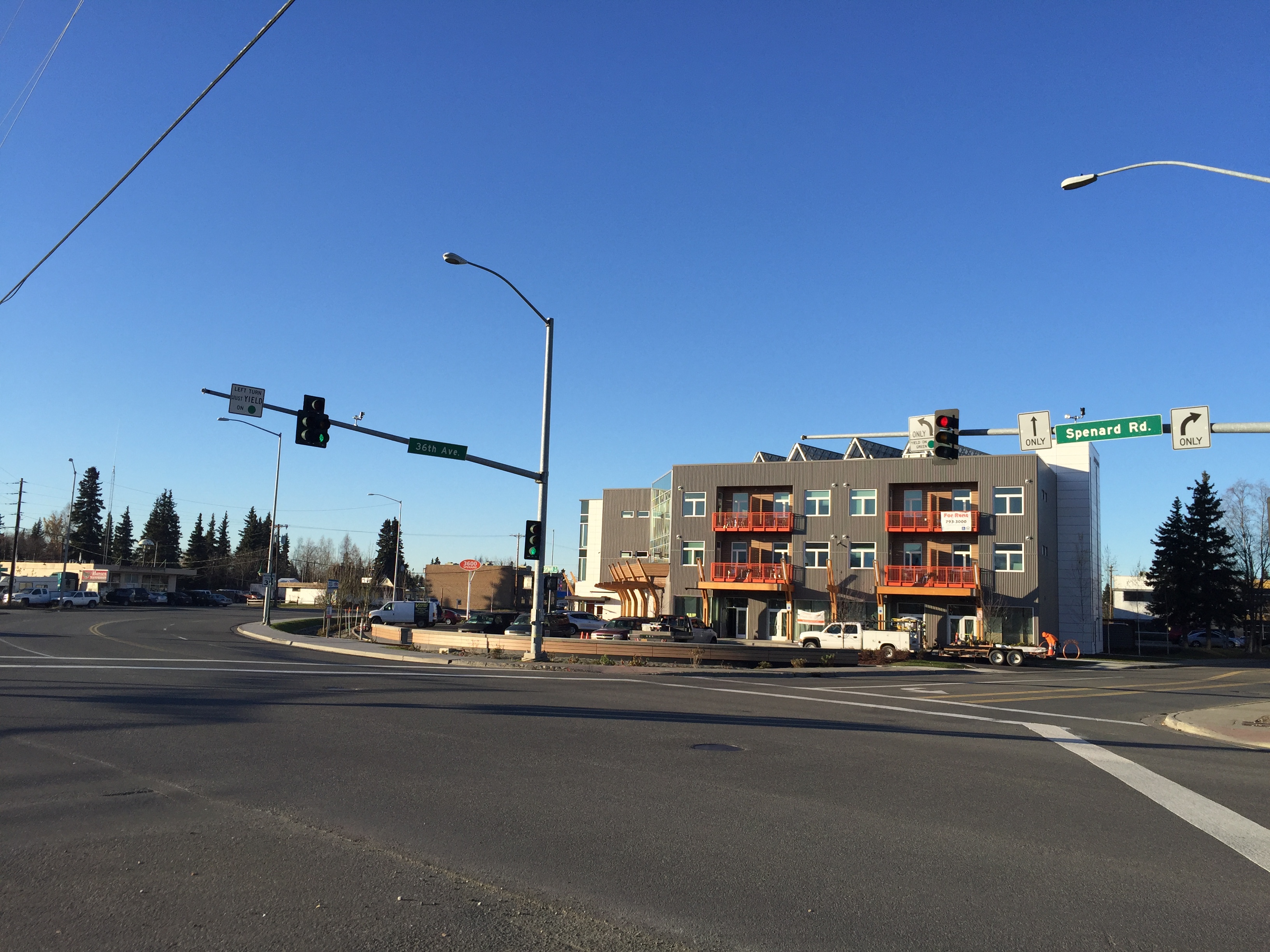 Cook Inlet Housing’s new development at 3600 Spenard Road in Anchorage. (Photo by Anne Hillman/Alaska Public Media)
