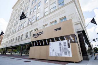 Cities across the country are trying to land Amazon's second headquarters. In Birmingham, Alabama, giant Amazon boxes were constructed and placed around the city.