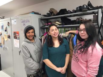 Nichelle, left, Serena and Ivory are staff with the Alaska Youth Advocates POWER Teen Center. (Photo by Anne Hillman/Alaska Public Media)