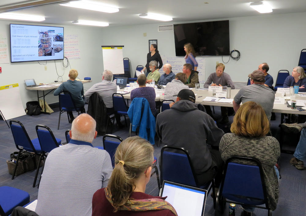 Members of the Oregon Whale Entanglement Working Group met in various coastal ports to gather info and consider fishery modifications. (Photo by Tom Banse/Northwest News Network)