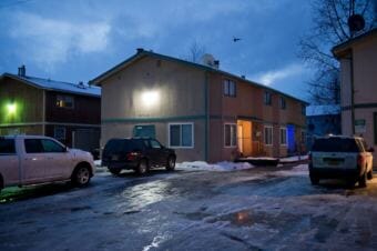 Police say a 5-year-old child died of a self-inflicted gunshot in a multi-unit residential complex on the 5700 block of Rocky Mountain Court in East Anchorage. (Photo by Marc Lester/Anchorage Dispatch News)