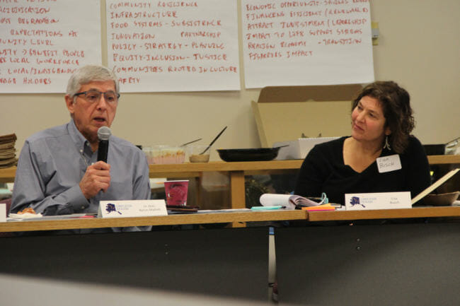 Lt. Gov. Byron Mallott chaired the inaugural meeting of Gov. Bill Walker's climate change task force on Monday, Dec. 18, 2017. Lisa Busch of the Sitka Sound Science Center is one of 20 people chosen for the commission. (Photo by Rachel Waldholz/Alaska's Energy Desk)