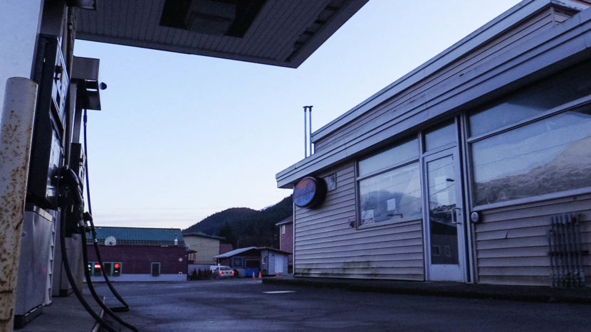 The Douglas Depot store, pictured here on Dec. 18, 2017, was a convenience store that closed in 2014. The gas station continues to be open for business. (Photo by David Purdy/KTOO)