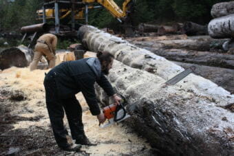 Brent Cole Jr. from Alaska Specialty Wood in Hollis (Photo by Elizabeth Jenkins) 12/06/17