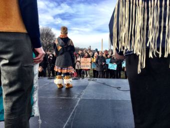 Native Americans and environmentalists rallied on the National Mall to stop and Arctic Refuge bill on Dec. 6, 2017.
