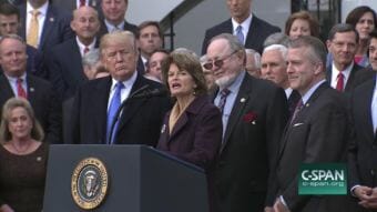 Alaska’s congressional delegation joined President Donald Trump after the vote. (Video still courtesy C-SPAN)