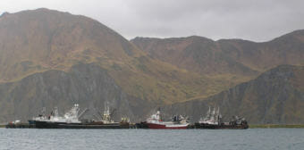 Fishing vessels tie up at the Spit Dock in Unalaska in 2006.