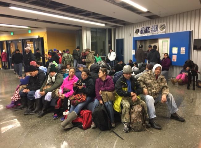 Kodiak residents evacuated to the high school during a tsunami warning on Jan. 23, 2018. (Photo by Mitch Borden / KMXT)