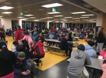 Kodiak residents evacuated to the high school during a tsunami warning on Jan. 23, 2018. (Photo by Mitch Borden / KMXT)