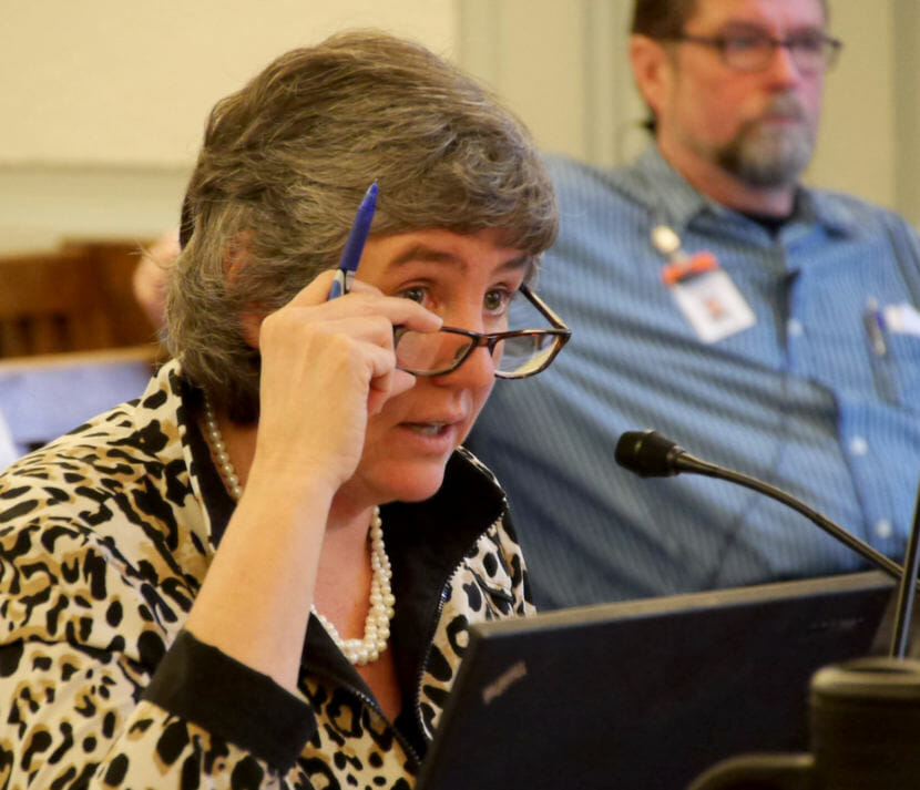 Budget Director Pat Pitney in the Senate Finance Committee, Feb, 3, 2016. (Photo by Skip Gray/360 North)