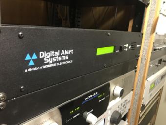 KBBI's DASDEC box, which monitors for Emergency Alert System messages from IPAWS, NOAA Weather Radio and KSRM in Kenai. (Photo by Aaron Bolton, KBBI)