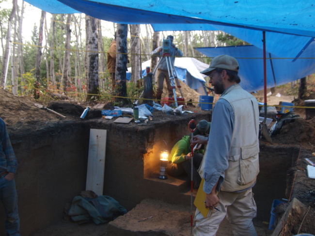 UAF archeology professor Ben Potter at the Upward Sun River site, where the burial sites of a child and two infants were found in 2010. (Photo courtesy Ben Potter)