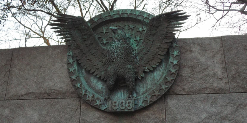 An eagle sculpture is part of the Franklin D. Roosevelt Memorial in Washington D.C. as pictured here in January 2018. The artist, Thomas Hardy, also made the Diving Pelicans sculpture outside Juneau's Federal Building.