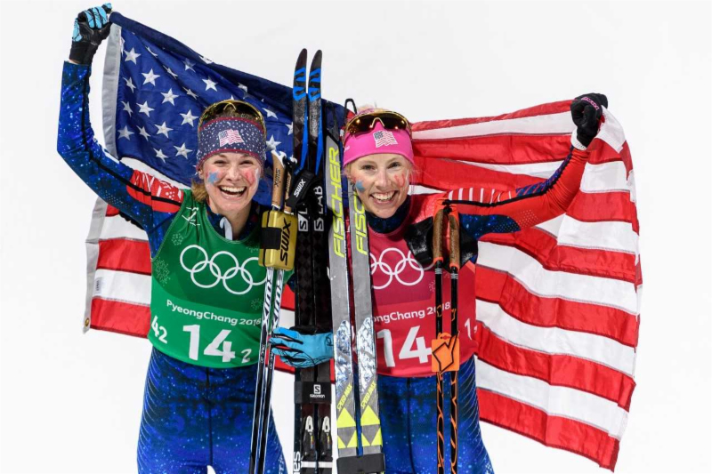 The Olympic gold for Randall and Diggins ends a 46-year drought for the American women, who had never medaled before at the winter games. (Photo courtesy APU)