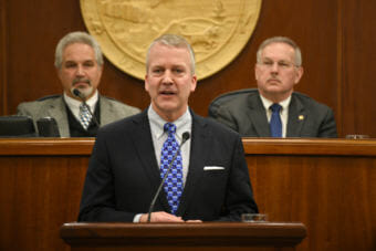 U.S. Sen. Dan Sullivan, R-Alaska, delivers his annual address to the Alaska Legislature in Juneau on Feb. 26, 2018.