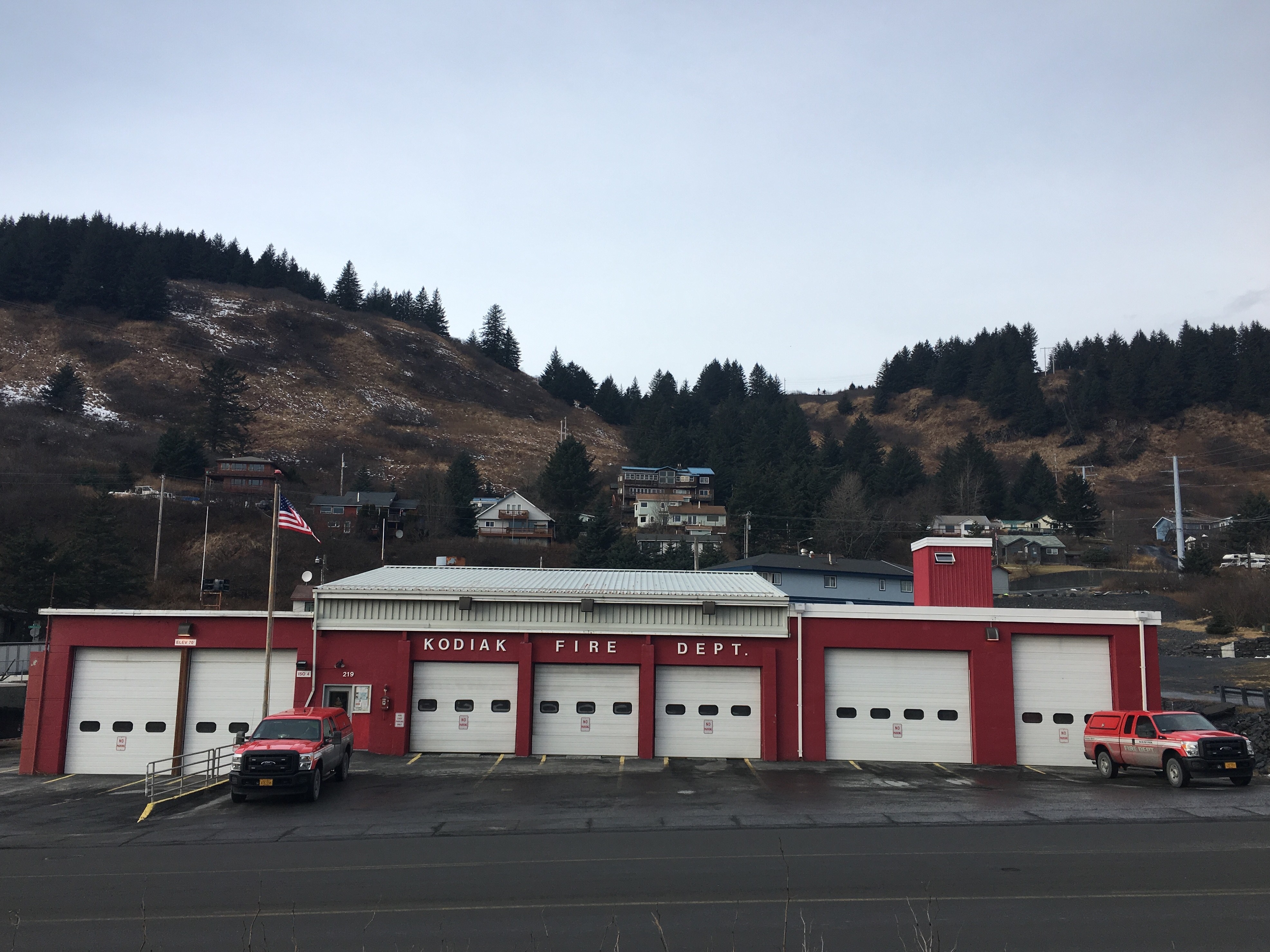 Kodiak’s fire station sits at 70 feet above sea level, which is in the city’s tsunami inundation zone. (Photo by Mitch Borden/KMXT)