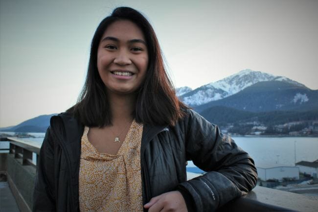 Arctic Youth Ambassador Tasha Elizarde pictured in downtown Juneau. (Photo by Adelyn Baxter/KTOO)