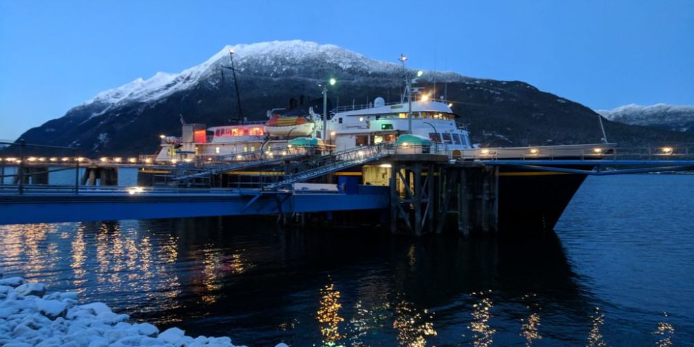 Ferry LeConte docks in Haines earlier this winter. (Photo by Berett Wilber/KHNS)