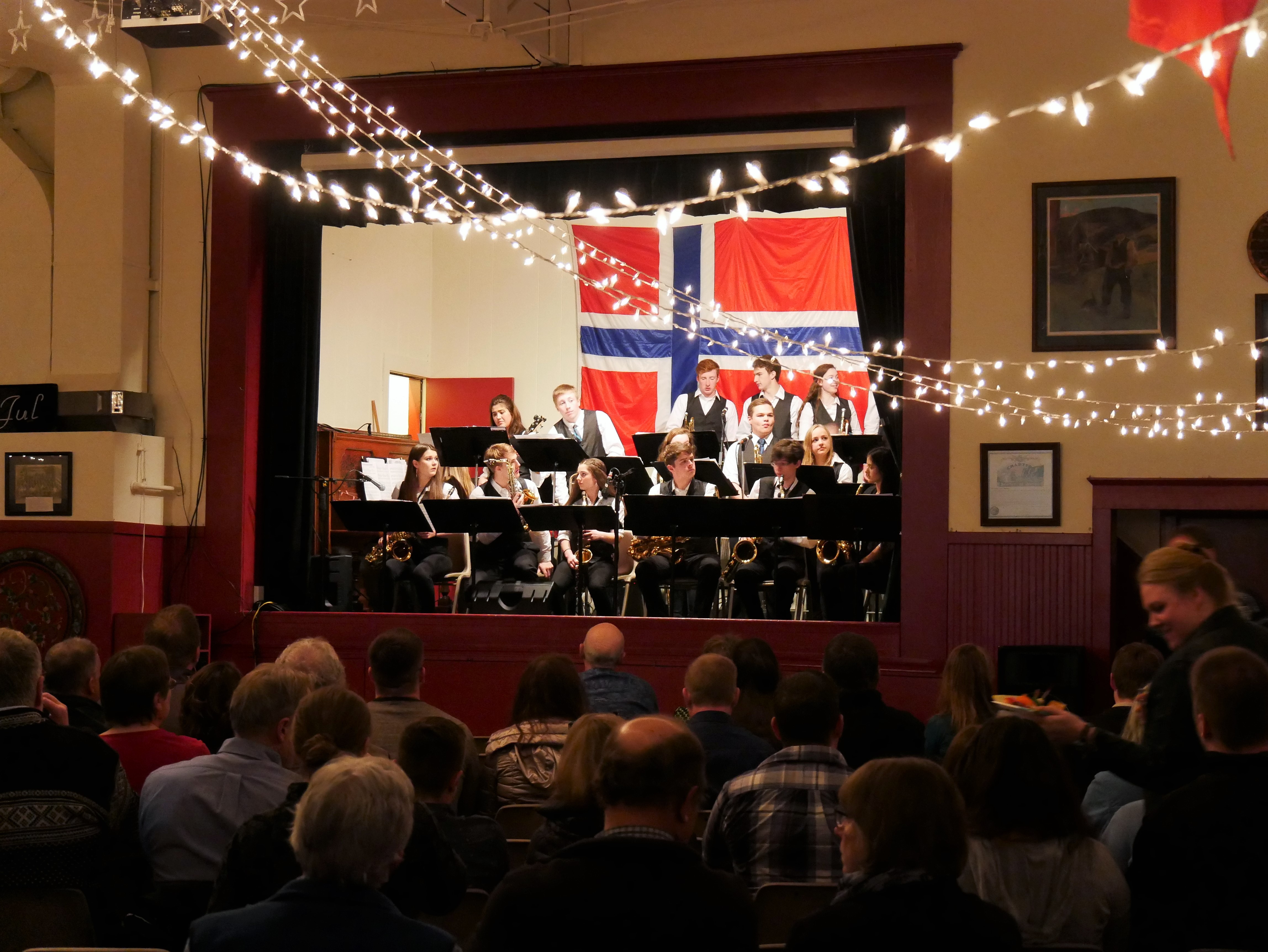 Petersburg High School’s jazz band performs a two-hour concert at the Sons of Norway Hall, March 24, 2018. It was a fundraiser to buy plane tickets for 60 music students to attend Music Fest in Juneau, April 12-14. (Photo by Angela Denning/KFSK)