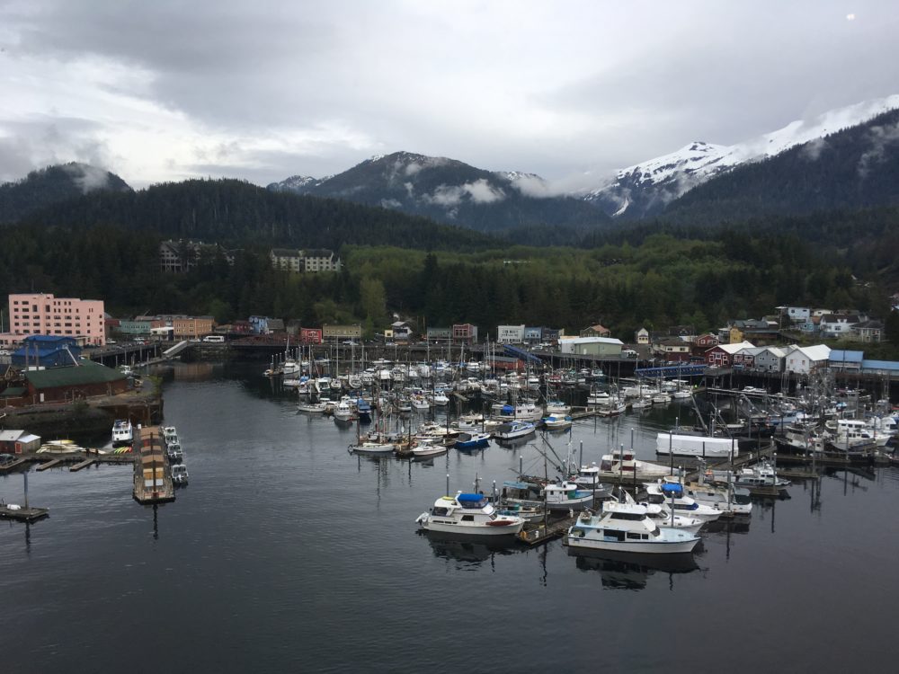 Ketchikan’s Thomas Basin Boat Harbor is seen from a visiting cruise ship. (File photo by Leila Kheiry/KRBD )