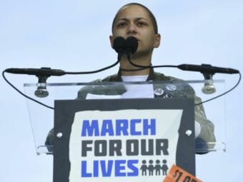 In Washington, D.C., Parkland survivor Emma Gonzalez held the stage for more than six minutes, the amount of time the gunman carried out his deadly assault on her high school. (Photo by Jim Watson/AFP/Getty Images)
