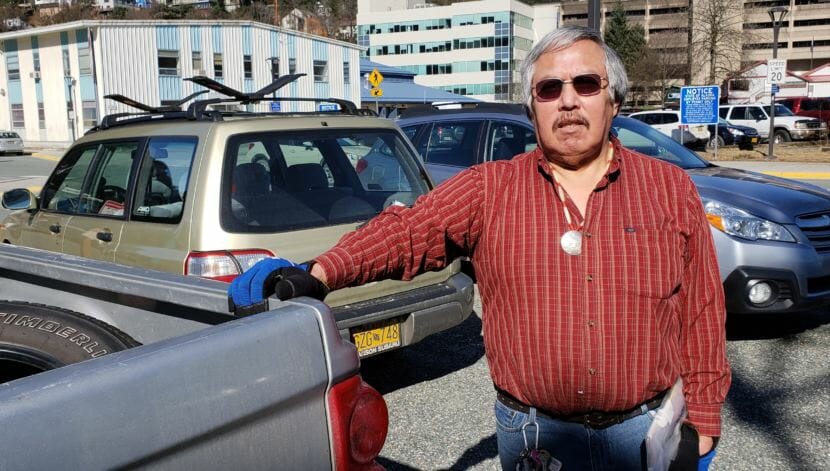 Jeff Katasse poses for a photo outside KTOO in Juneau on April 11, 2018. The Douglas man is facing numerous subsistence violations for harvesting and selling Sitka herring roe in 2017.