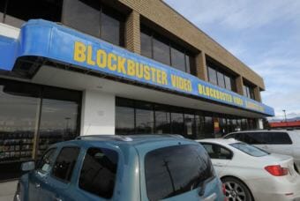 (ONE TIME ONLINE USE PERMISSION FROM ADN) The Blockbuster store at corner of Old Seward Highway and Huffman Road began selling its inventory on Tuesday, April 3, 2018, after the closure of the business on Sunday. (Phoot by Bill Roth/Anchorage Daily News)