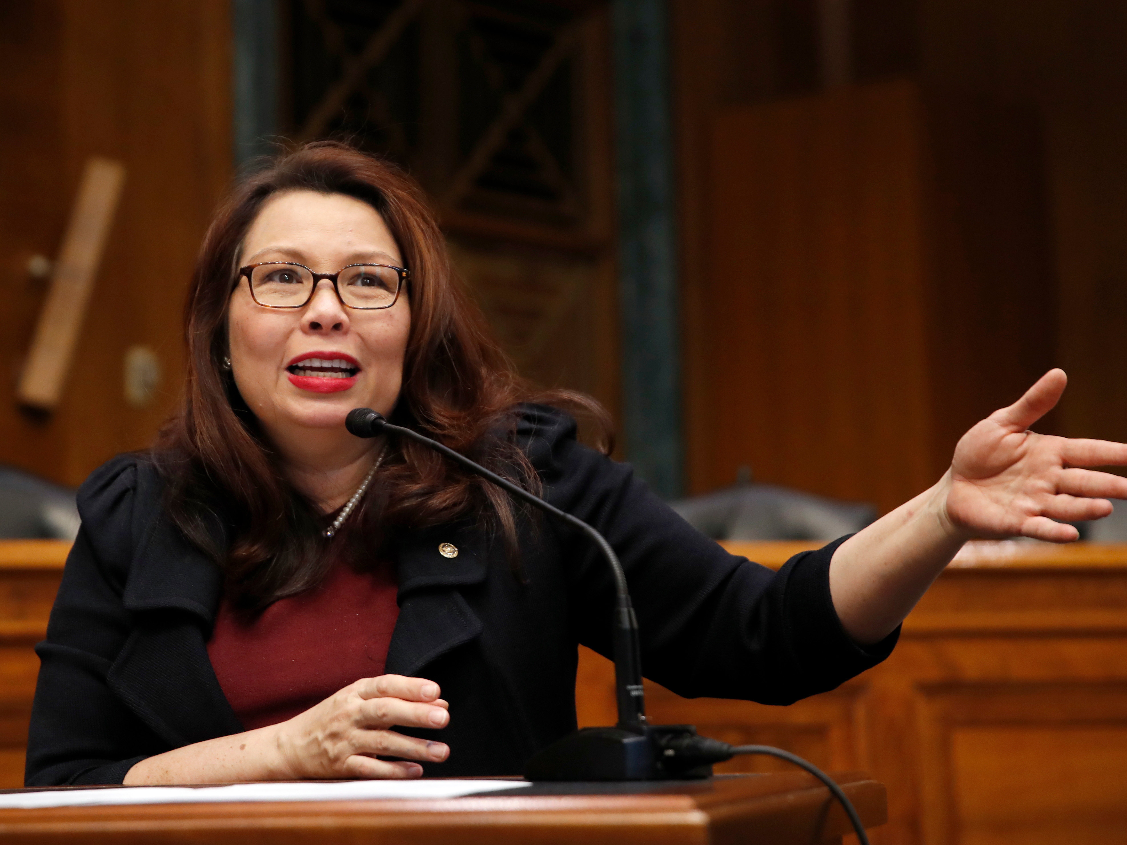 Sen. Tammy Duckworth, seen here in February on Capitol Hill, announced the birth of a daughter, making her the first U.S. senator to give birth while in office. (Photo by Alex Brandon/Associated Press)
