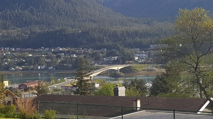 The Douglas Bridge as seen from the 1600 block of Evergreen Avenue, Juneau. The Juneau area experienced highs in the 60s on Thursday, May 17, 2018. The National Weather Service forecast a partially cloudy Saturday and rain was possible late Sunday. (Photo courtesy Tripp J Crouse)