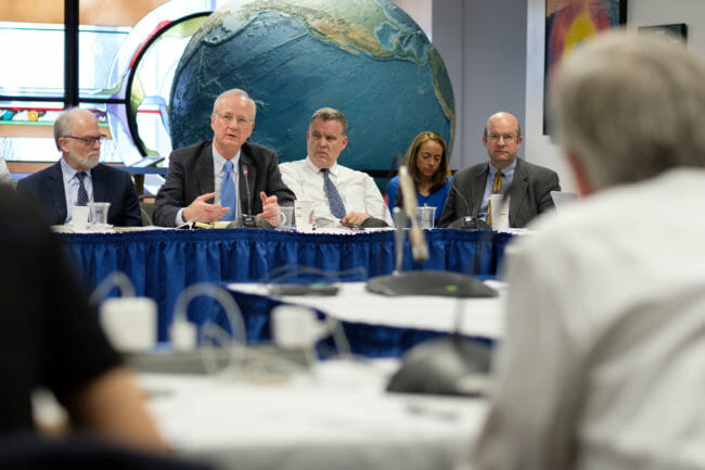 Meeting of Governor Walker's Climate Action Leadership team, chaired by Lieutenant Governor Byron Mallott, on the University of Alaska Fairbanks Campus, in Fairbanks, Alaska, April 12, 2018. David Lienemann/Office of Governor Bill Walker
