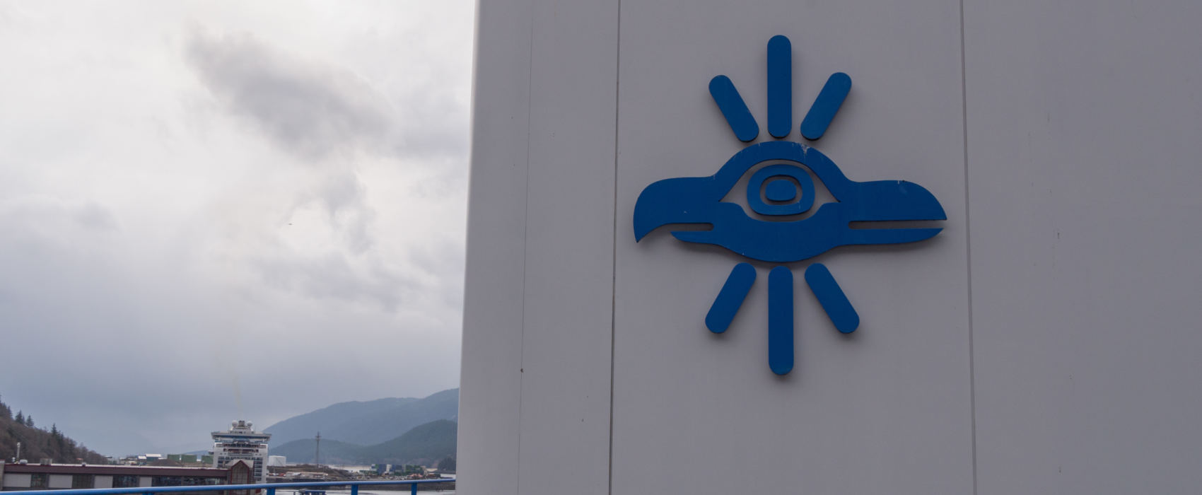 A Sealaska corporate logo adorns the roof of the Southeast Alaska Native corportation's headquarters in Juenau on May 2, 2018.