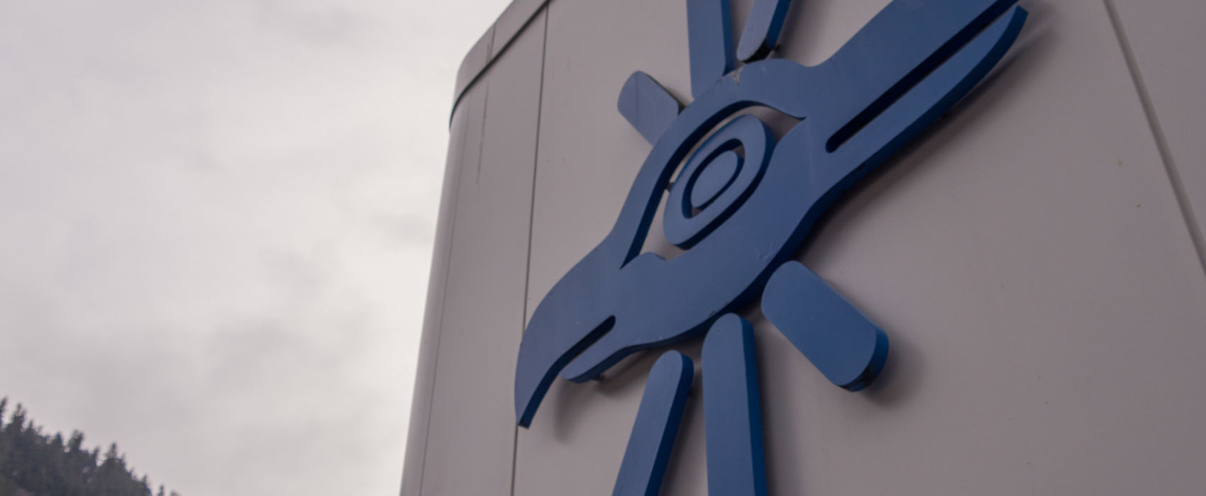 A Sealaska corporate logo adorns the roof of the Southeast Alaska Native corportation's headquarters in Juneau on May 2, 2018.