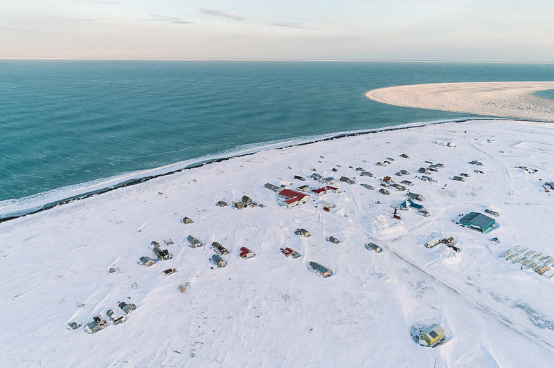 Gambell, Alaska, is on St. Lawrence Island in the Bering Sea. On clear days, Siberia is visible in the distance. People have lived on the island for thousands of years and developed subsistence hunting strategies and traditions that are still being passed down. (Photo by Kiliii Yuyan for NPR)