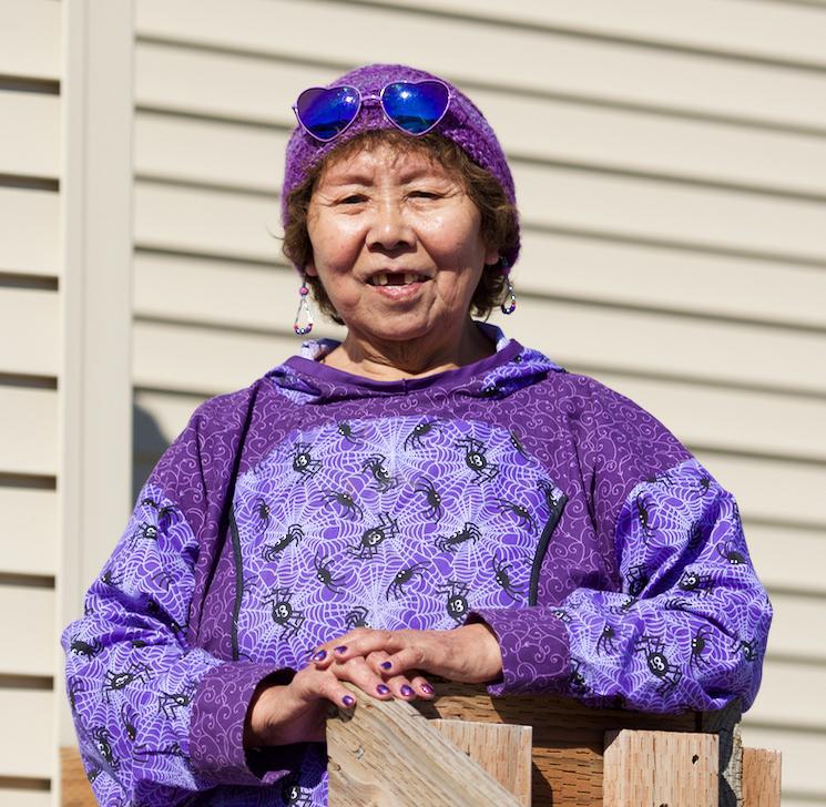 Mary Nanuwak outside KYUK Public Media during her unsuccessful 2016 campaign for Bethel City Council. (Photo by Katie Basile/KYUK)