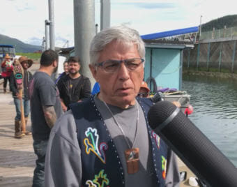 Alaska Lt. Gov. Byron Mallott talks about the significance of Celebration and its ties to Southeast Alaska Native culture. (Video still by David Purdy/KTOO)