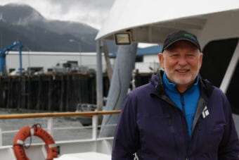 Dan Blanchard aboard an UnCruise ship. (Photo by Elizabeth Jenkins/Alaska's Energy Desk)