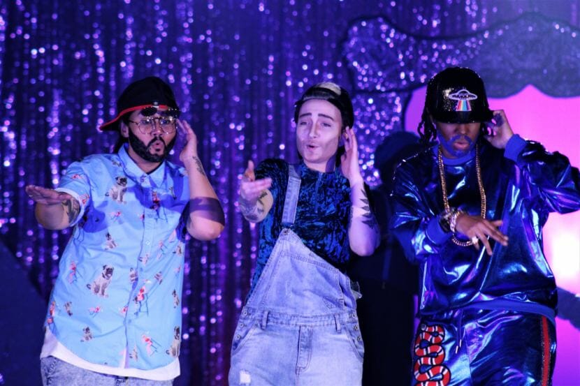 Drag kings Will Duja, Stevie Smalls and Tyquan perform during GLITZ on June 16, 2018. (Photo by Adelyn Baxter/KTOO)