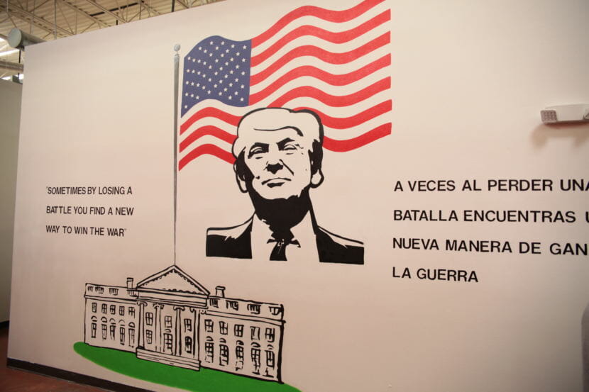 President Donald Trump is featured among several presidents in murals at the Casa Padre facility.