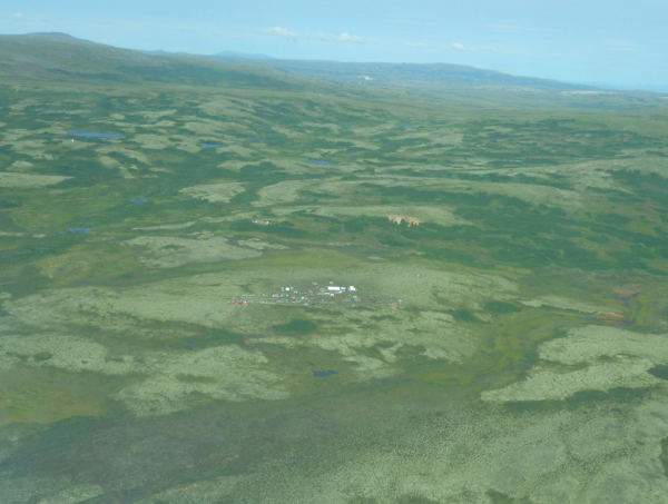 In this 2011 photo, an exploration camp sits on top of the Pebble deposit, one of the largest undeveloped copper, gold and molybdenum deposits in the world. (Photo courtesy U.S. Environmental Protection Agency)